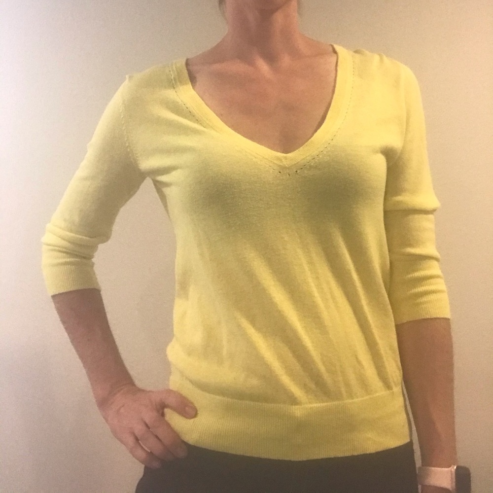 Light yellow 3/4 length lightweight sweater